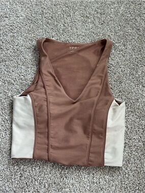 Brown and cream YPB crop top